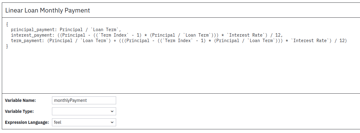 linear loan expression